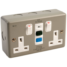 SCL DOUBLE RCD SWITCHED SOCKET METAL CLAD 13A 240VAC